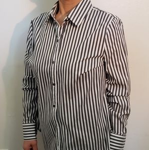 Worthington Blouse Gray Stripes